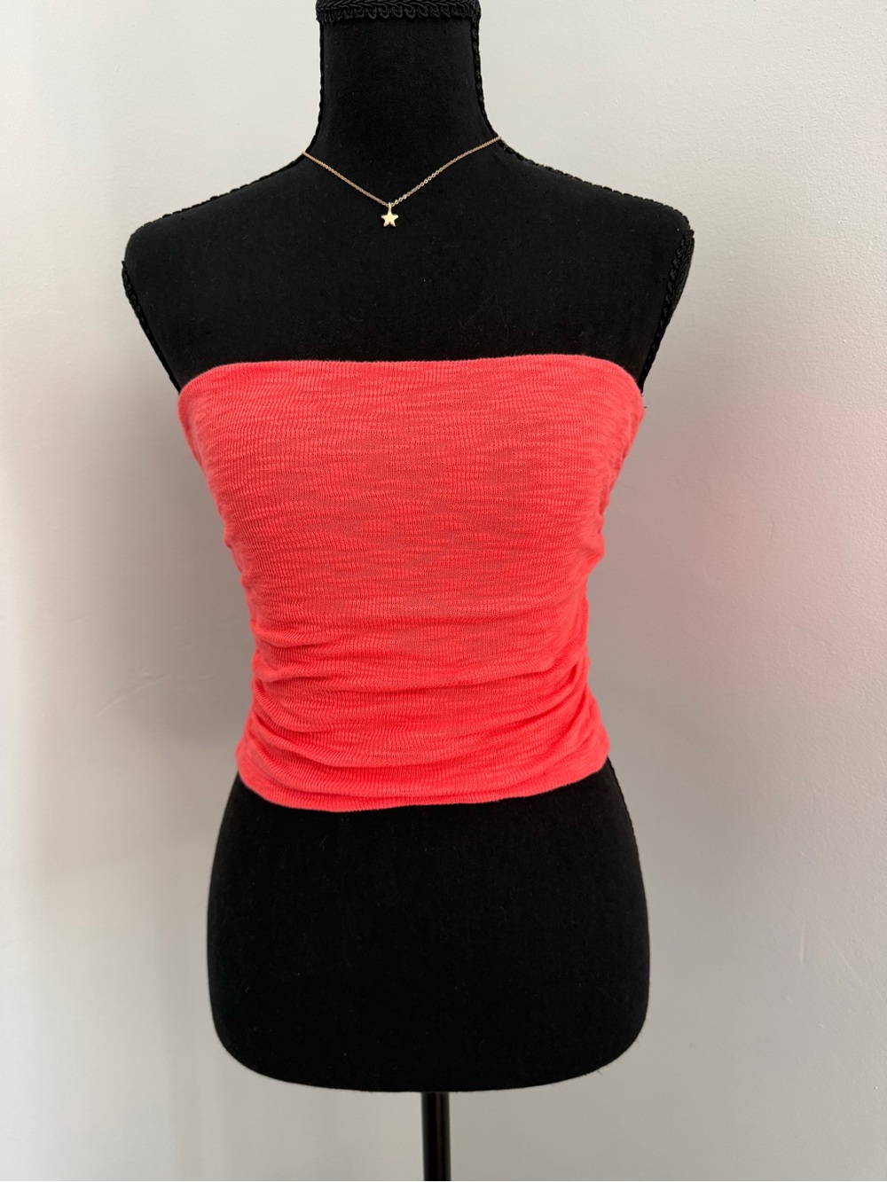 Free People Coral Ruched Mesh Tube Top XS Strapless Y2K Boho